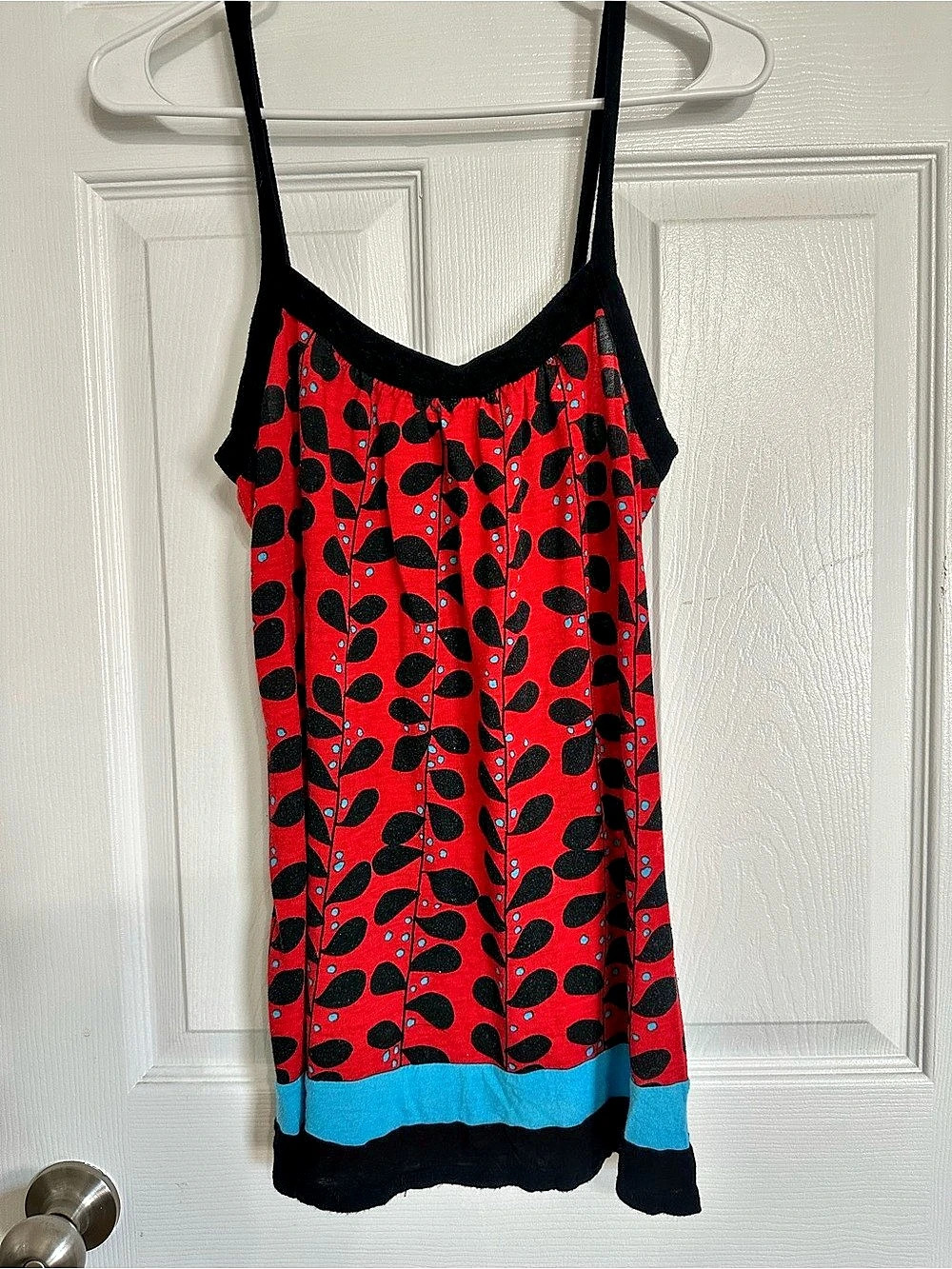 Vintage Anthropologie Soprano Print Tank Top in Blue Red & Black